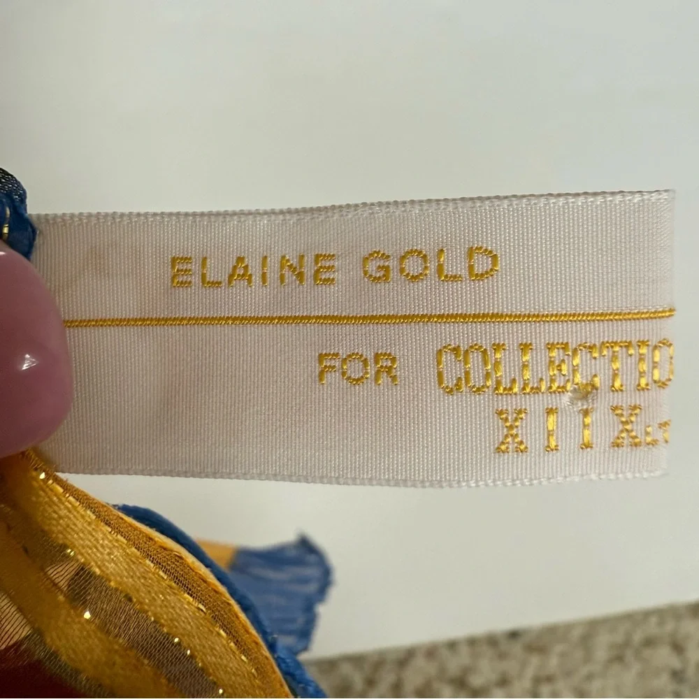 Elaine Gold For Collection XIIX Silk Scarf Multicolor‎ Striped Metallic Gold